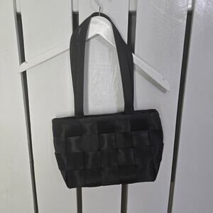 Harveys Seatbelt Black Rectangle Shoulder Bag Purse 7.5” x 11” x 4”